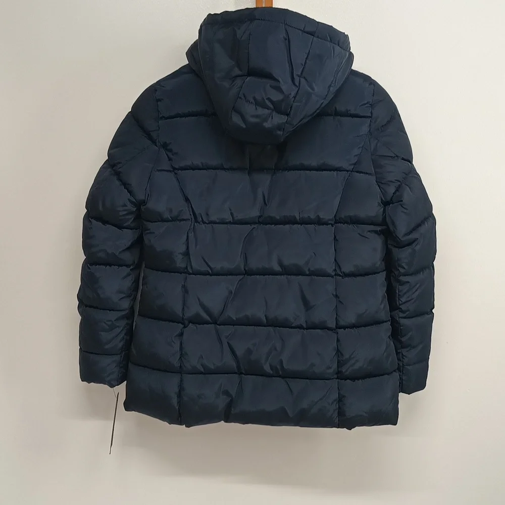 Tommy Hilfiger navyblue winter puffer Jacket small hooded full zipper unisex New - Picture 5 of 12